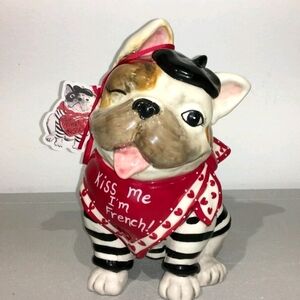 Blue Sky Clayworks "KISS ME IM FRENCH" French Bulldog 8" Figurine, Goldminc, NWT
